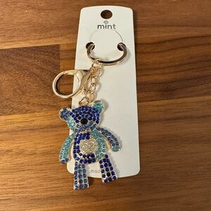 ‼️5/$25‼️ Mint Blue and Gold Bear Keychain